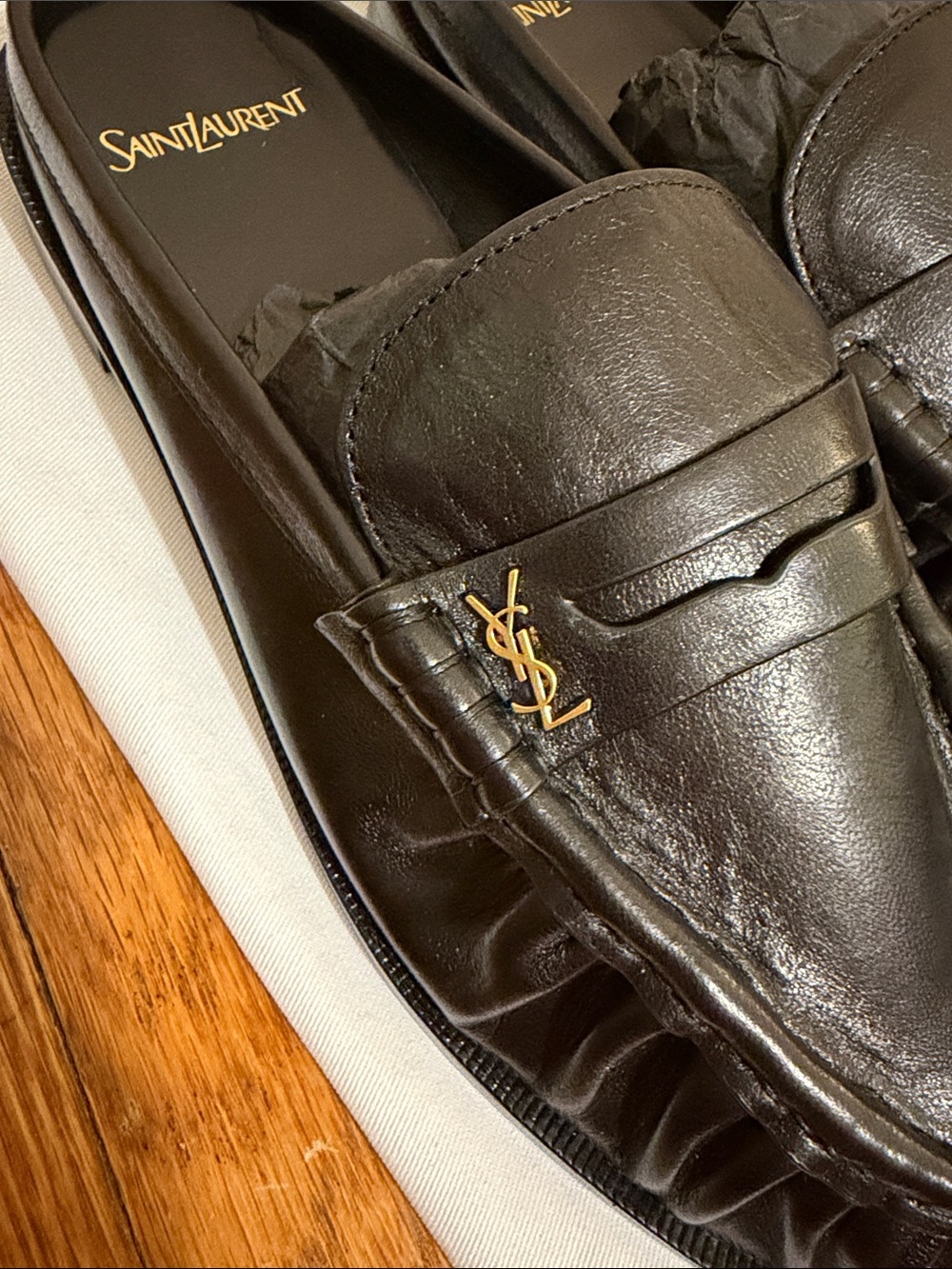 Saint Laurent Black Le Loafer Mules Shoes Size 41 (fits like 39.5) - Picture 3 of 6